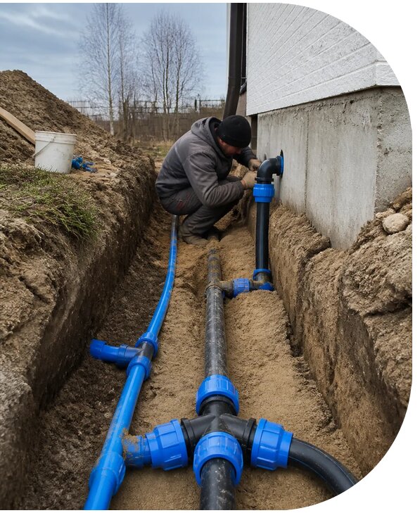 Монтаж наружного водопровода на участке под ключ в Коврове